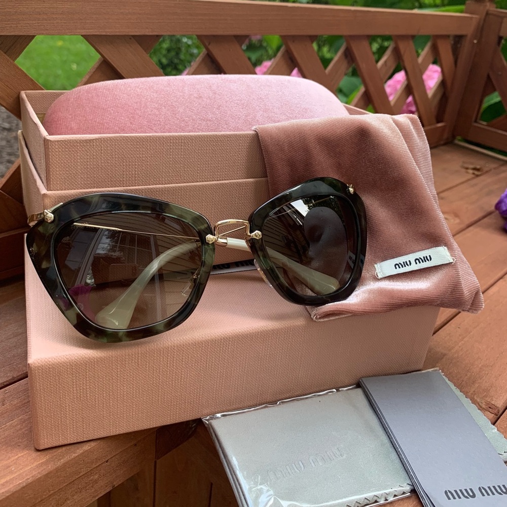 Green Havana Miu Miu Cat Eye Sunglasses